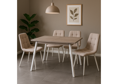 פינת אוכל נפתחת כולל ו-4 כסאות מרופדים דגם אביב-עידן