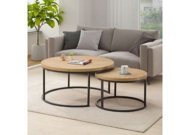 סט שולחנות קפה מעוצב בגוון אלון דגם מוניק