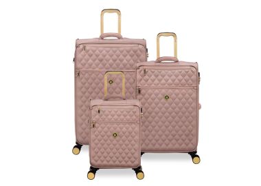 סט 3 מזוודות בד יוקרתיות וקלות 30/25/20 דגם Glimmering צבע ורוד מוזהב