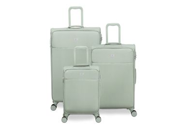 סט 3 מזוודות בד יוקרתיות וקלות 30/25/20 דגם Luxtrous Luxe צבע ירוק מרווה
