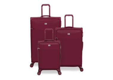 סט 3 מזוודות בד יוקרתיות וקלות 30/25/20 דגם Luxtrous Luxe צבע אדום
