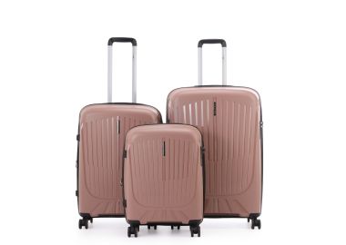 סט 3 מזוודות יוקרה קשיחות 28/24/20  דגם Monaco רוז גולד