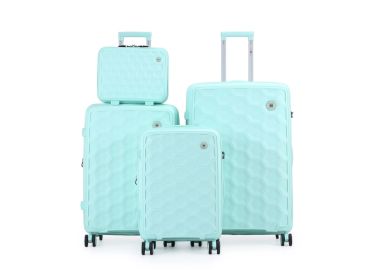 סט 3 מזוודות יוקרה קשיחות + תיק איפור תואם 28/24/20 דגם Porto מנטה