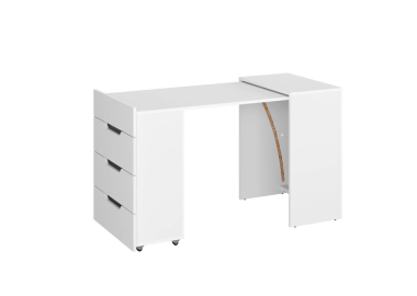 שולחן כתיבה טרנספורמר דגם יהלום בגוון לבן