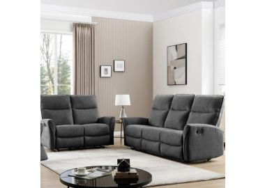 מערכת ישיבה 3+2 מבד עם 4 הדומים נשלפים דגם אנה בגוון אפור פחם