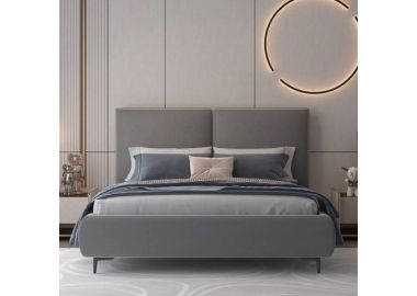 מיטה זוגית 160/200 עם ארגז מצעים דגם מליסה בגוון אפור