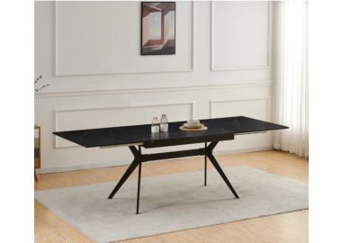 שולחן אוכל נפתח 1.4-2.4 מטר דגם סנטוריני בגוון שיש שחור