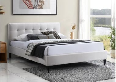 מיטת זוגית 160*200 מרופדת בד דגם ארט בגוון קרם