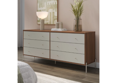 קומודה 6 מגירות בגוון אופוייט ועץ ושמפניה דגם ספיר