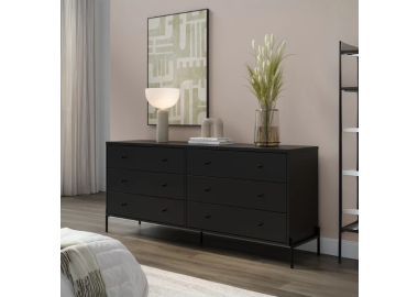 קומודה 6 מגירות בגוון שחור דגם ספיר
