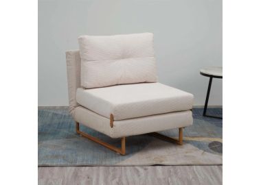 כורסא נפתחת למיטה מרופדת בד קורדרוי דגם לילך בגוון קרם