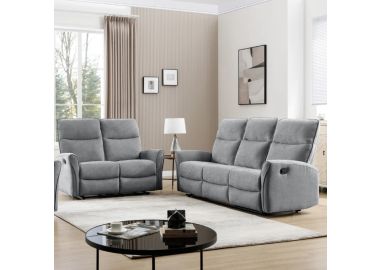 מערכת ישיבה 3+2 מבד עם 4 הדומים נשלפים דגם אנה בגוון אפור בהיר