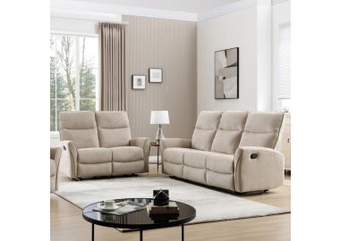 מערכת ישיבה 3+2 מבד עם 4 הדומים נשלפים דגם אנה בגוון בז'