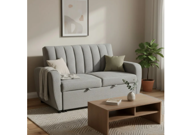 ספה דו מושבית מבד נפתחת למיטה זוגית דגם נפאל בגוון אפור