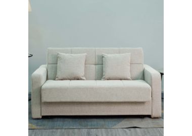 ספה מעוצבת נפתחת למיטה זוגית עם ארגז מצעים דגם מאיה בגוון בז'