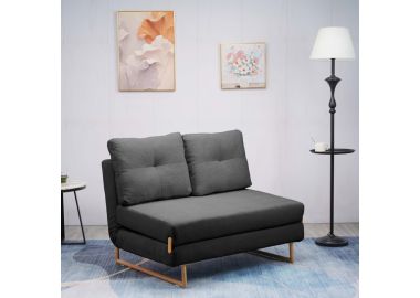 ספה 120 ס"מ נפתחת למיטה מרופדת בד קורדרוי דגם לילך בגוון אפור