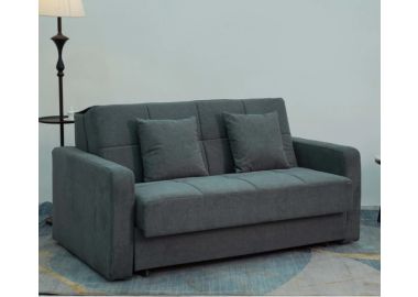 ספה מעוצבת נפתחת למיטה זוגית עם ארגז מצעים דגם מאיה בגוון אפור כהה