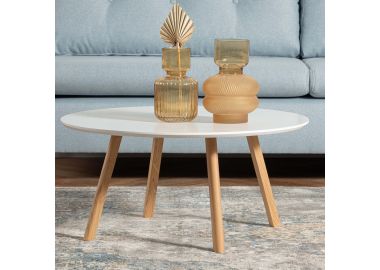 שולחן סלון עגול בגוון לבן קוטר 80 ס"מ דגם מיסי