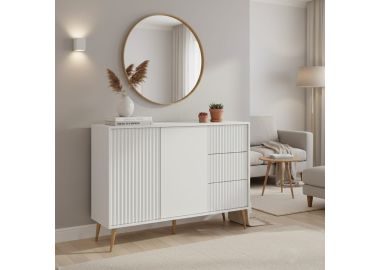 שידת קומודה דגם ברצלונה רוחב 135 ס"מ בגוון לבן