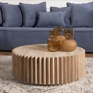 שולחן סלון אפרפר עץ אורן ממוחזר קוטר 84 ס"מ פטרו
