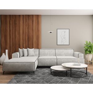 ספה פינתית דגם דור בגוון אפור בהיר שזלונג שמאל