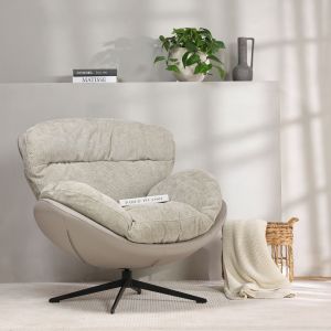 כורסא בד בגוון אפור בהיר משולבת דמוי עור אפור דגם סרינה