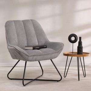 כורסא בד בגוון אפור דגם גרוב