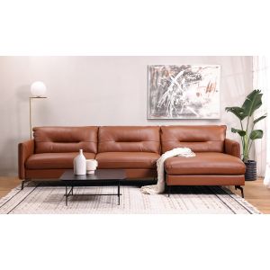 ספה פינתית ימין 315 ס"מ עור בגוון חום דגם סונטה