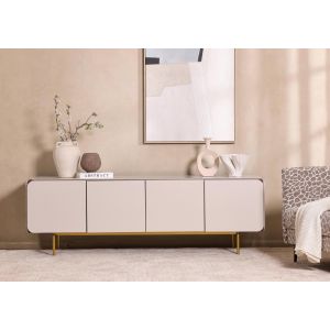 מזנון 4 דלתות MDF מצופה בגוון בז' משולב מלמין אגוז דגם קאנאל