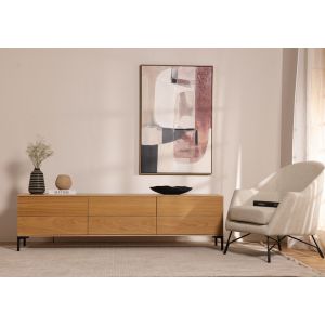 מזנון 200 ס"מ משולב 6 מגירות פורניר אלון טבעי דגם סאני