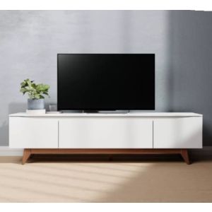 מזנון טלוויזיה 220 ס"מ בגוון לבן מבריק דגם אופל