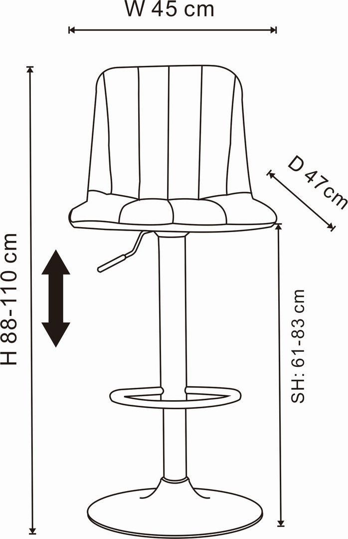 כסא בר משענת גב דמוי עור דגם PNEUMATIC