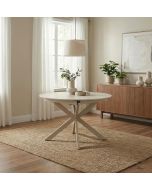 שולחן אוכל עגול נפתח 1.2-2 מטר דגם טנריף- סהרה עם רגל מוקה