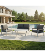 מערכת ישיבה לגינה מאלומיניום דגם אדל צבע לבן