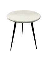שולחן קפה עגול אבן טראצו גווני שחור ולבן קוטר 46 ס"מ