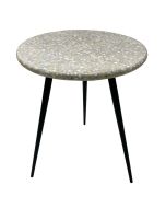 שולחן קפה עגול אבן טראצו גווני אפור וצבעוני קוטר 46 ס"מ