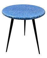 שולחן קפה עגול אבן טראצו גווני כחול קוטר 46 ס"מ