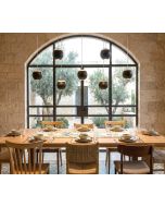 גוף תאורה אובלי שחור משולב שבעה כדורים תלויים דגם דובדבן