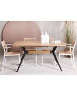 שולחן אוכל נפתח 140*80 ס"מ בגוון טבעי דגם DRUSTAN