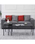 זוג שולחנות סלון מעוצבים דגם ברידג’ בגוון פורניר אלון מושחר