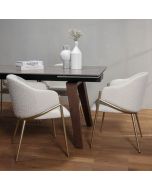 כסא אוכל בד בוקלה לבן דגם פיירו