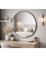 מראה עגולה קוטר 80 ס"מ דגם סטפני שחור LED 30W