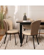 כסא אוכל בד בוקלה בגווני קרם/חום דגם מרלי