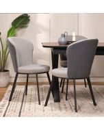 כסא אוכל בד בוקלה בגווני אפור בהיר/אפור כהה דגם מרלי