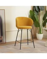 כסא בר בד בגוון צהוב חרדל דגם מינימל