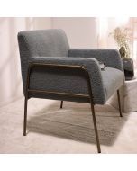 כורסא בד בגוון אפור משולב רגליים בגוון בראס דגם אלבה