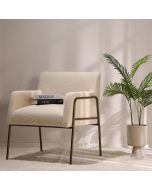 כורסא בד בגוון בז' משולב רגליים בגוון בראס דגם אלבה 