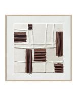 ציור 100*100 ס"מ גוון לבן חום דגם שייפ 2