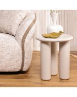 שולחן צד עגול 40 ס"מ MDF צבוע בגוון אבן דגם קוסטורה