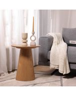 שולחן צד עגול 45 ס"מ פורניר אש בגוון טבעי דגם ג'רי